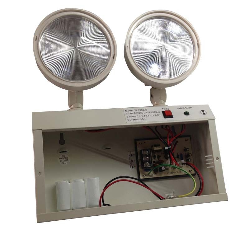 2W ツインスポット LED 非常灯 スチール製ケース Ni-Cd バッテリー 3時間持続 TL020BN