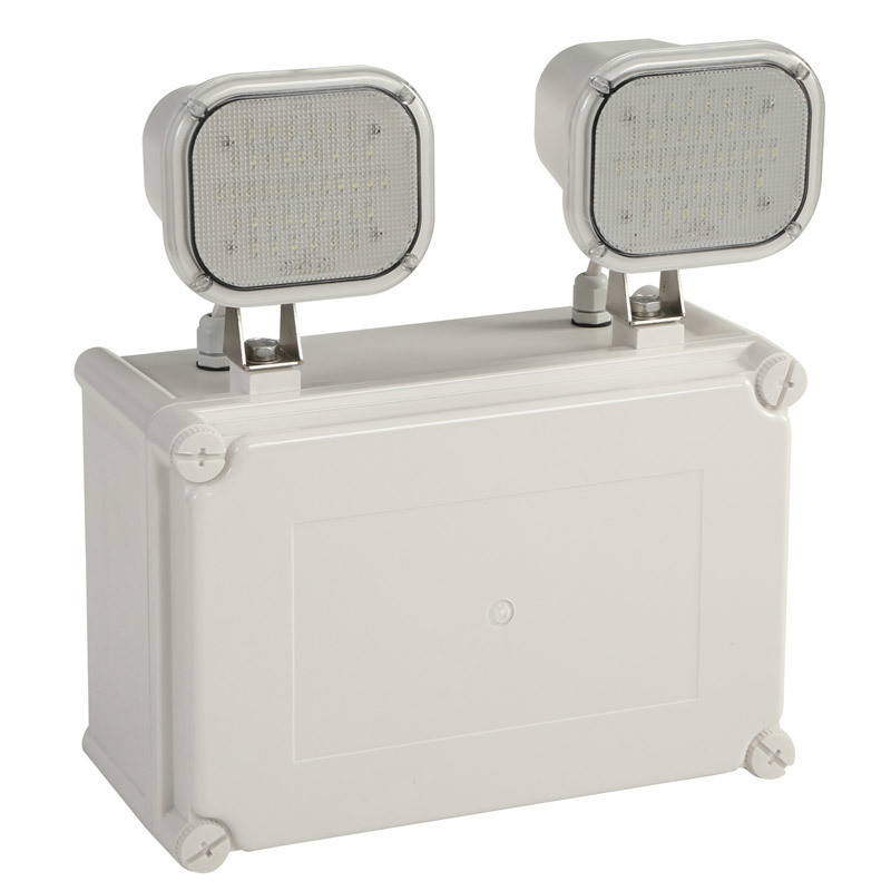 12W ツインスポット LED 非常用灯 IP65 防水 6500K 冷白 3 時間 持続