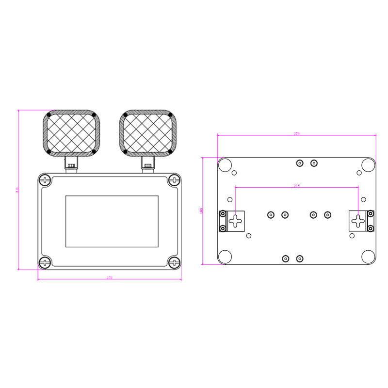 12W ツインスポット LED 非常用灯 IP65 防水 6500K 冷白 3 時間 持続